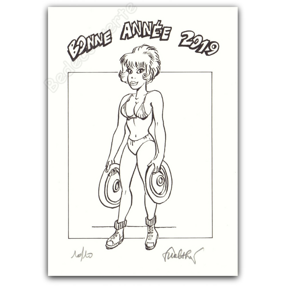 Walthéry - Natacha Haltérophile Poids Bonne Année 2019 NB