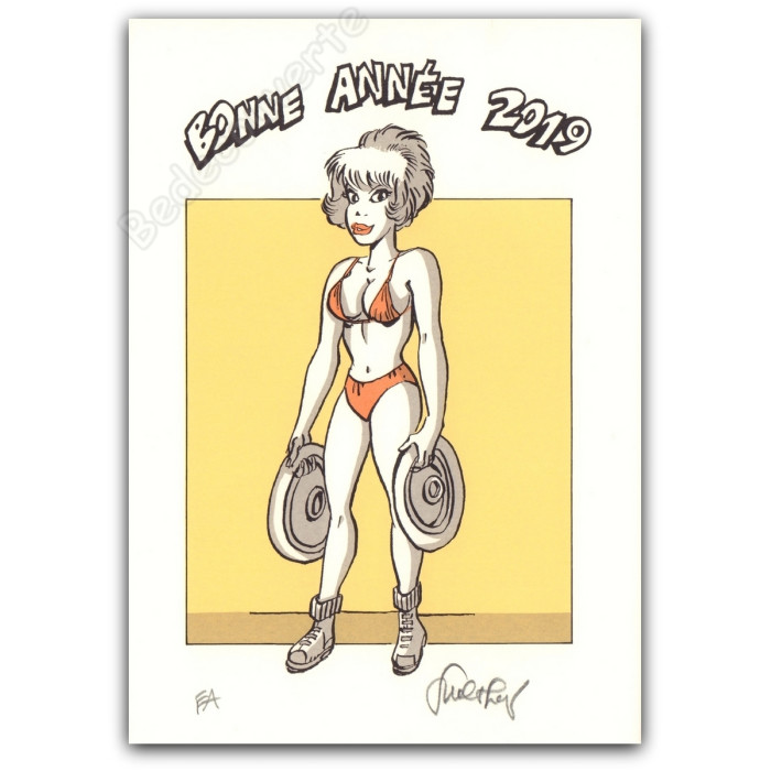 Walthéry - Natacha Haltérophile Poids Bonne Année 2019