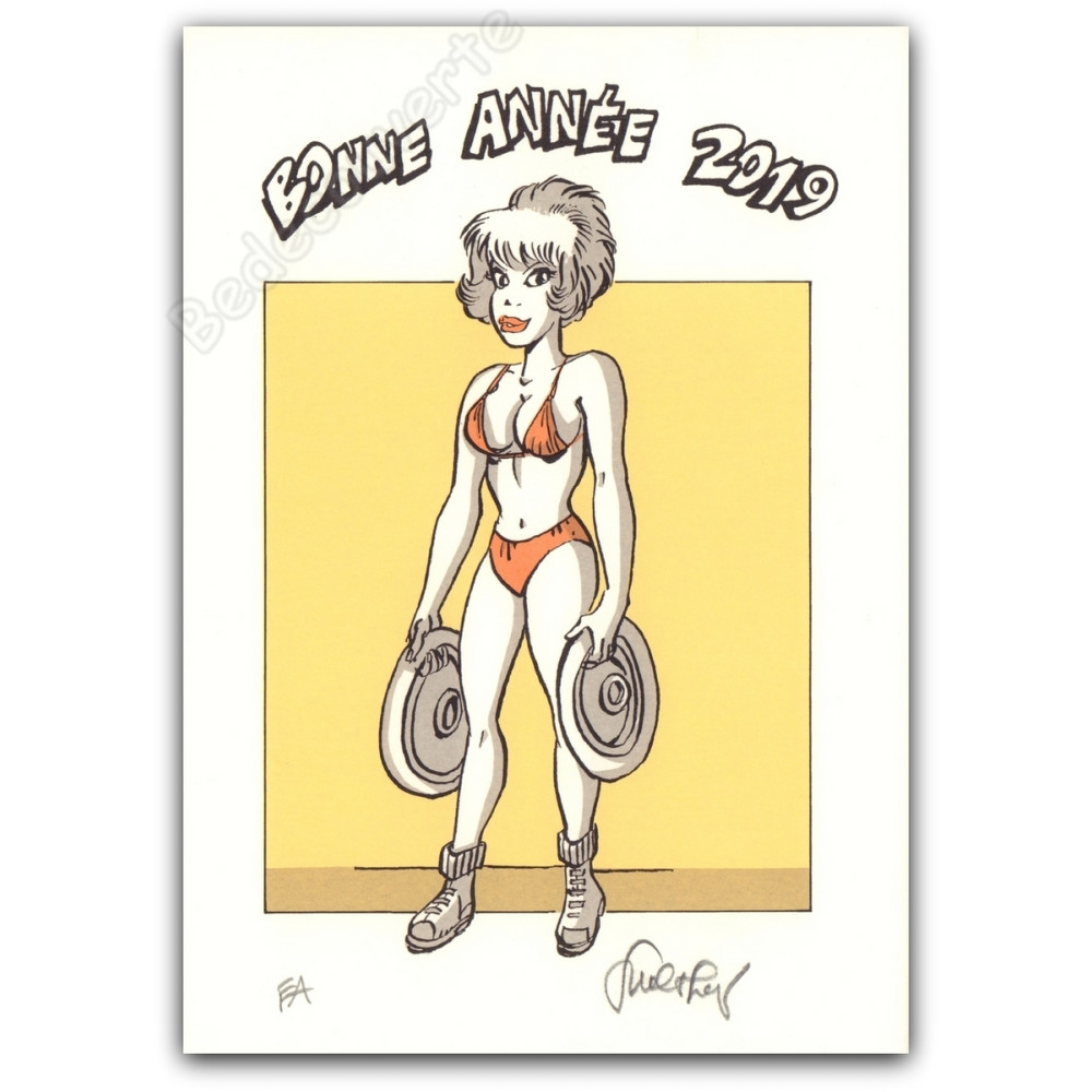 Walthéry - Natacha Haltérophile Poids Bonne Année 2019