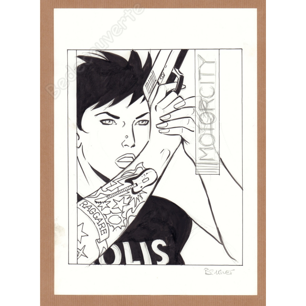 Berthet Philippe - Dessin Original Projet de couverture pour MOTORCITY