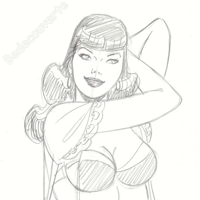 Berthet Philippe - Dessin Original Recherche pour Pin-up