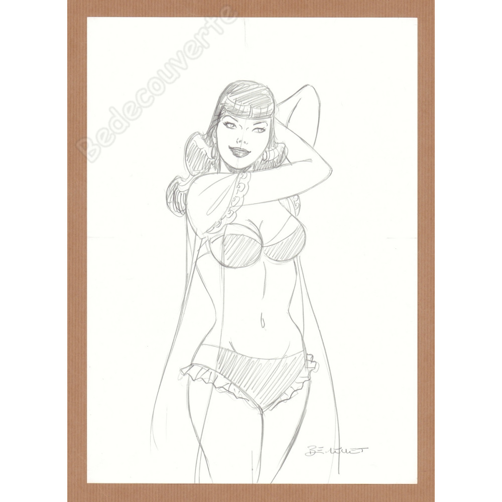 Berthet Philippe - Dessin Original Recherche pour Pin-up