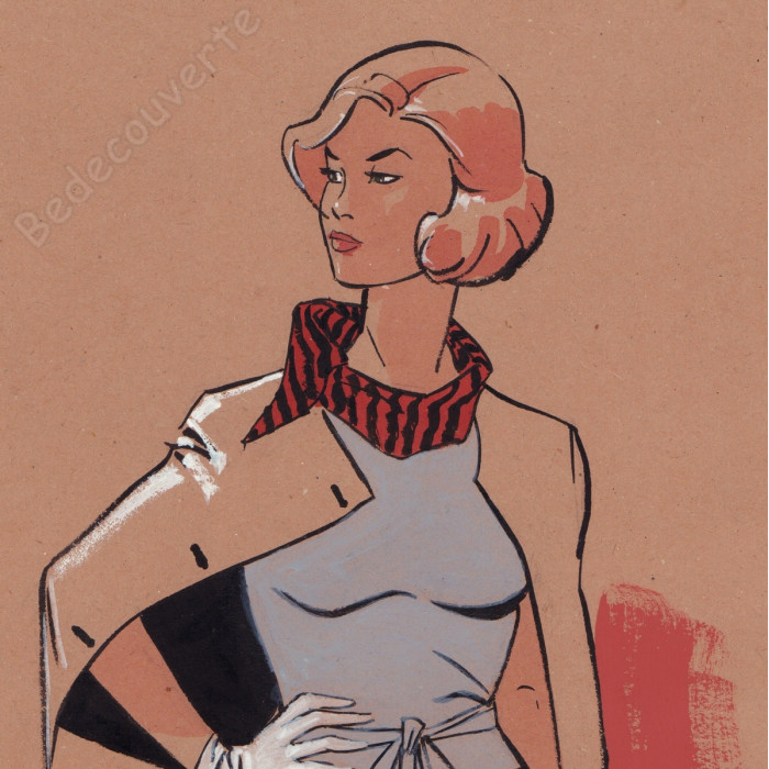 Berthet Philippe - Dessin Original Dottie pour Pin-up Le dossier Alfred H