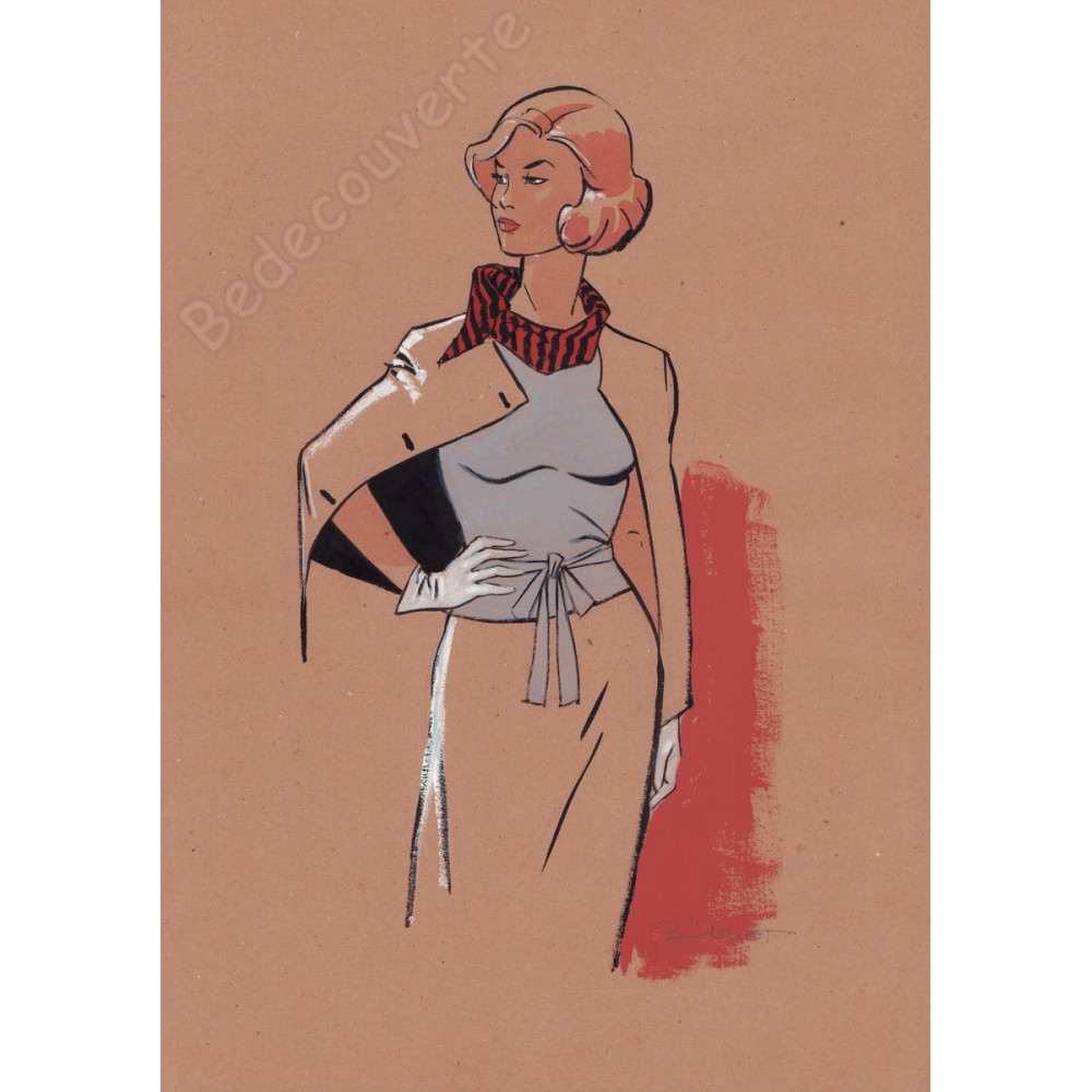 Berthet Philippe - Dessin Original Dottie pour Pin-up Le dossier Alfred H