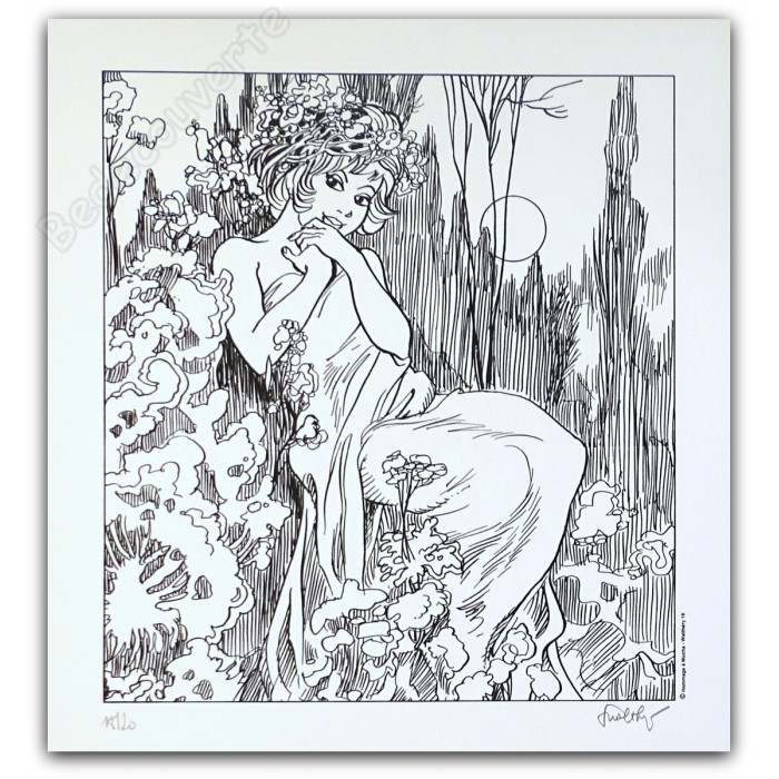 Walthéry - Natacha Hommage à Mucha Lune NB