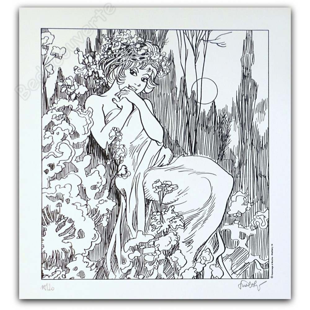 Walthéry - Natacha Hommage à Mucha Lune NB