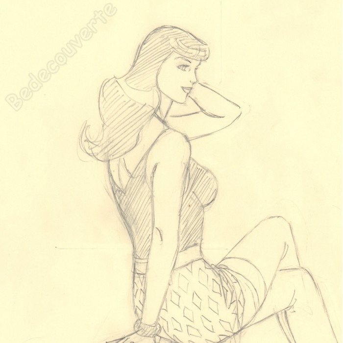 Berthet Philippe - Dessin Original Crayonné Recherche pour Pin-up - B