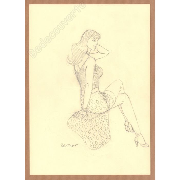 Berthet Philippe - Dessin Original Crayonné Recherche pour Pin-up - B