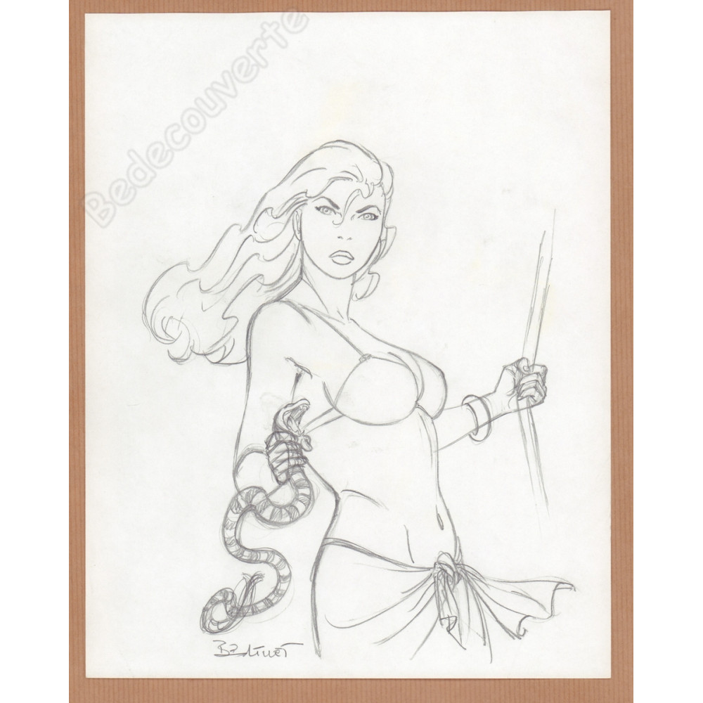 Berthet Philippe - Dessin Original Crayonné Recherche la couverture de Pin-up 9