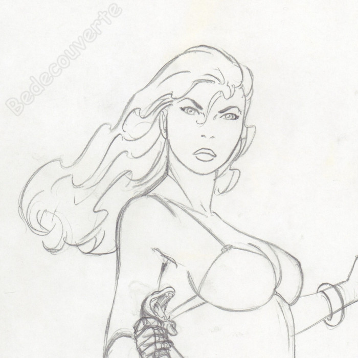 Berthet Philippe - Dessin Original Crayonné Recherche la couverture de Pin-up 9